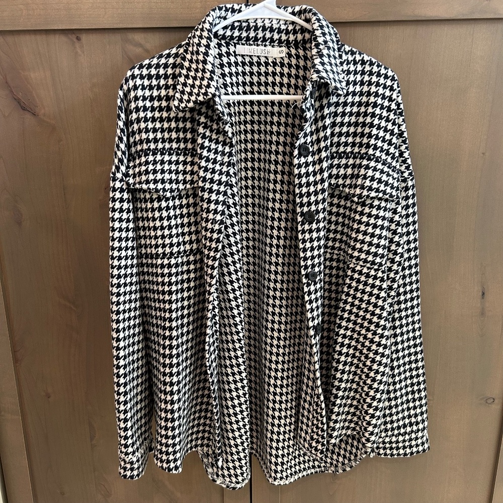 Limelush Black & White Herringbone Shacket